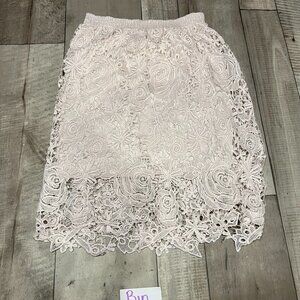 Boutique super light pink Floral Lace Midi Pencil Skirt BZ